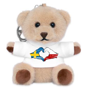 Schweden Polen Flagge Herzform used - Teddy Schlüsselanhänger - Weiß - Vorne