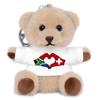 Afrique du Sud Suisse Drapeau Mains Coeur Forme - Porte-clés ourson - blanc - Devant