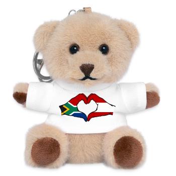 Afrique du Sud Autriche Drapeau Mains Coeur Forme - Porte-clés ourson - blanc - Devant