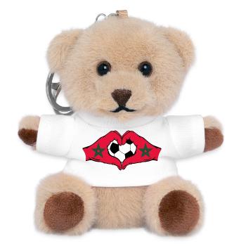 Morocco flag football hands heart shape - Teddy Keyring - white - Front