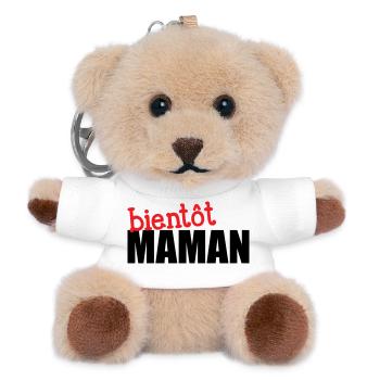 bientôt Maman ! Cadeau de grossesse - Porte-clés ourson - blanc - Devant