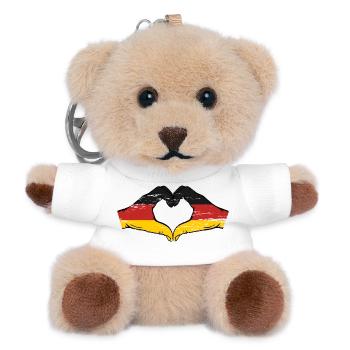 Deutschland Flagge Hände Herzform used - Teddy Schlüsselanhänger - Weiß - Vorne