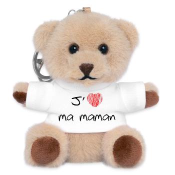 J'aime ma maman - Fête des Mères - Porte-clés ourson - blanc - Devant