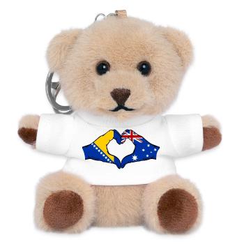 Bosnien Australien Flagge Hände Herzform - Teddy Schlüsselanhänger - Weiß - Vorne