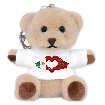 Mexiko Marokko Flagge Hände Herzform used - Teddy Schlüsselanhänger - Weiß - Vorne