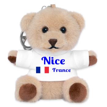 Nice France- Stylish prints - Teddy Keyring - white - Front