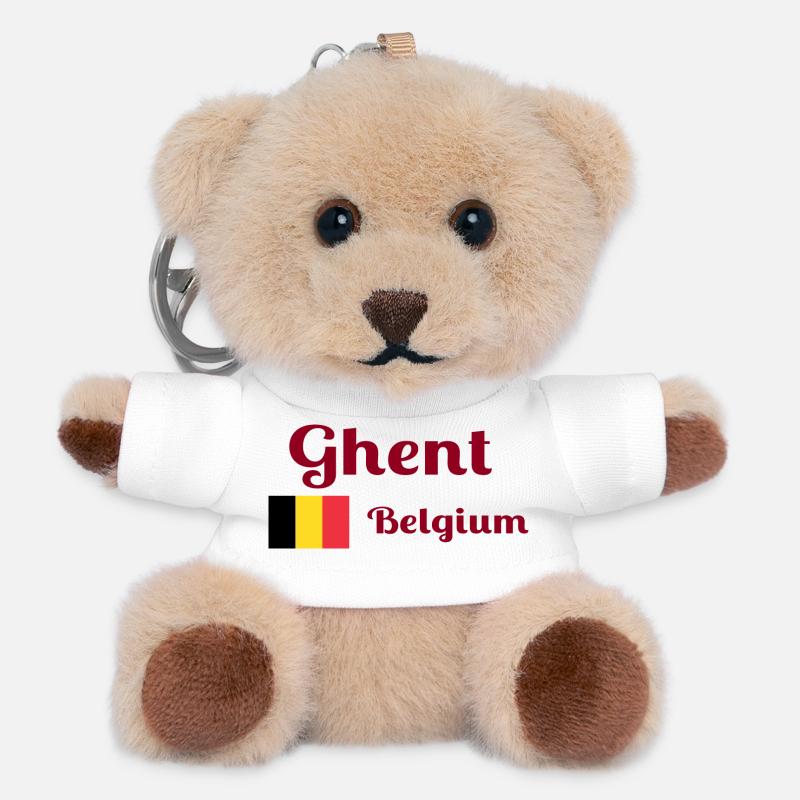 Ghent Belgium- Stylish prints - Teddy Keyring - white