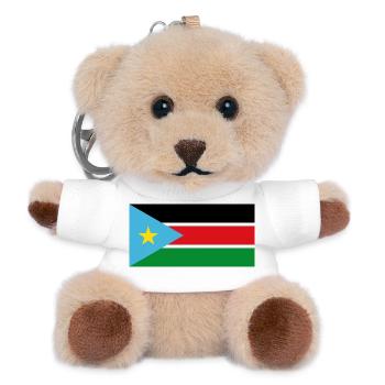 Südsudan – Flaggenwappen mit Blau - Teddy Schlüsselanhänger - Weiß - Vorne