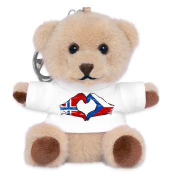 Norwegen Tschechien Flagge Hände Herzform used - Teddy Schlüsselanhänger - Weiß - Vorne