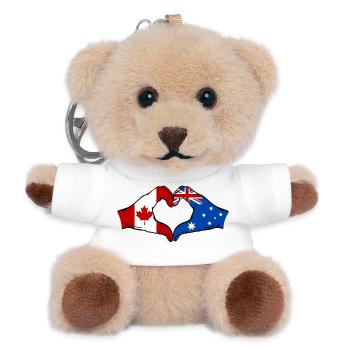 Canada Australia Flag Hands Heart Shape - Teddy Keyring - white - Front
