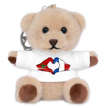 Morocco France Flag Hands Heart Shape - Teddy Keyring - white - Front