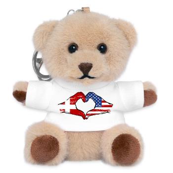 Dänemark USA Flagge Haende Herzform used - Teddy Schlüsselanhänger - Weiß - Vorne