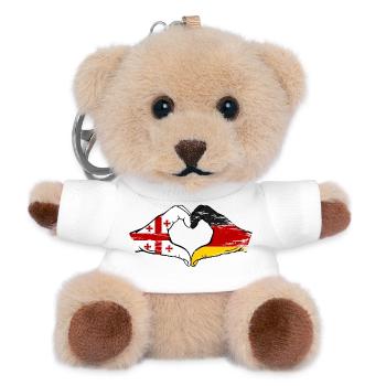 Géorgie Allemagne Drapeau Mains Coeur Forme utilisation - Porte-clés ourson - blanc - Devant