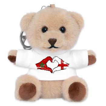 Marokko England Flagge Haende Herzform used - Teddy Schlüsselanhänger - Weiß - Vorne