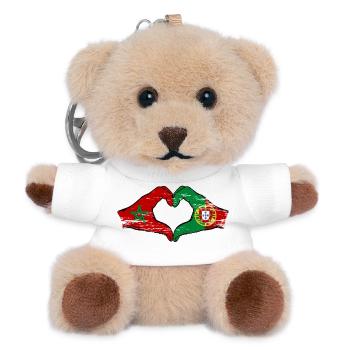 Marokko Portugal Flagge Haende Herzform used - Teddy Schlüsselanhänger - Weiß - Vorne