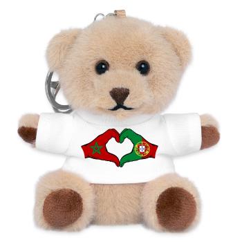 Marokko Portugal Flagge Haende Herzform - Teddy Schlüsselanhänger - Weiß - Vorne