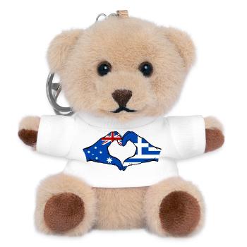 Australien Griechenland Flagge Haende Herzform - Teddy Schlüsselanhänger - Weiß - Vorne