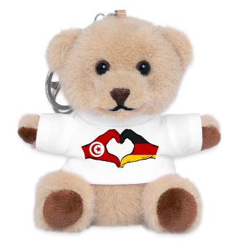 Tunisie Allemagne Drapeau Mains Coeur - Porte-clés ourson - blanc - Devant