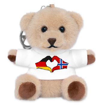 Deutschland Norwegen Flagge Hände Herzform - Teddy Schlüsselanhänger - Weiß - Vorne