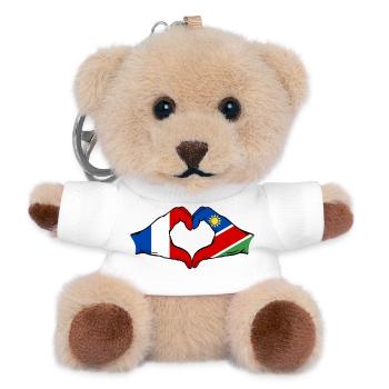 Drapeau France Namibie Coeur - Porte-clés ourson - blanc - Devant