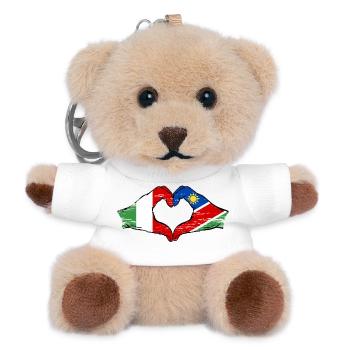 Italy Namibia Flag Hands Heart Shape Used - Teddy Keyring - white - Front