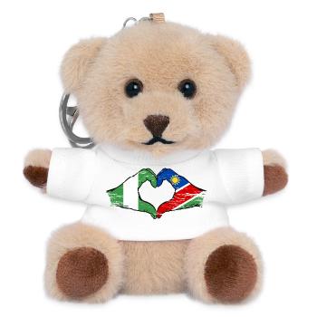 Nigeria Namibia Flag Hands Heart Shape Used - Teddy Keyring - white - Front