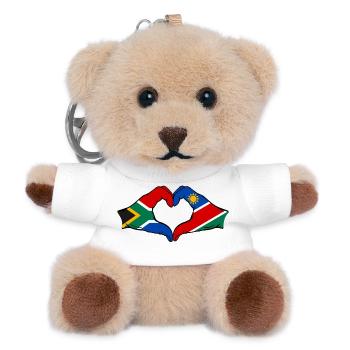 South Africa Namibia Flag Heart - Teddy Keyring - white - Front