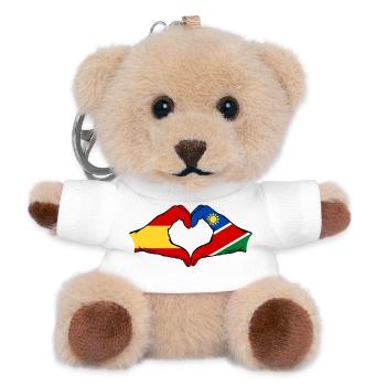 Spanien Namibia Flagge Hände Herzform - Teddy Schlüsselanhänger - Weiß - Vorne