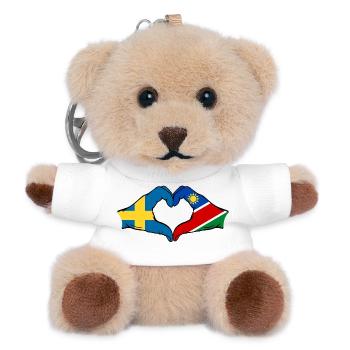 Schweden_Namibia_Flagge_Haende_Herzform - Teddy Keyring - white - Front