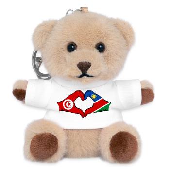 Tunesien Namibia Flagge Hände Herzform used - Teddy Schlüsselanhänger - Weiß - Vorne