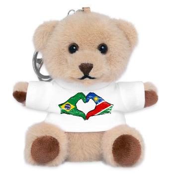 Brazil Namibia Flag Hands Heart Shape - Teddy Keyring - white - Front