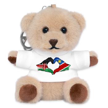 Kenya Namibia Flag Hands Heart Shape used - Teddy Keyring - white - Front