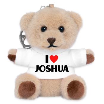 I love Joshua Red Heart Love Fan Gift - Teddy Keyring - white - Front