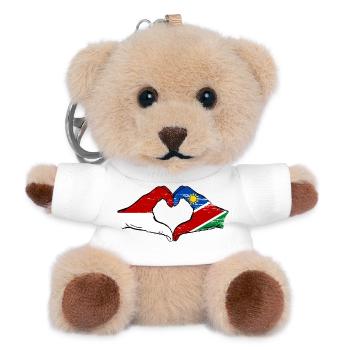 Monaco_Nairobi_Flagge_Haende_Herzform - Teddy Schlüsselanhänger - Weiß - Vorne
