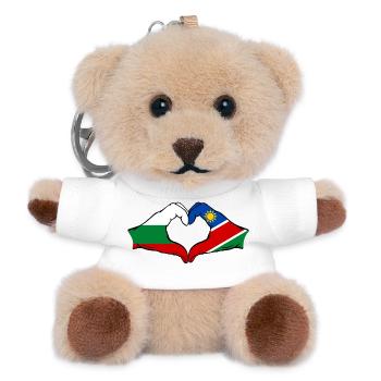 Bulgarien Namibia Flagge Hände Herzform - Teddy Schlüsselanhänger - Weiß - Vorne