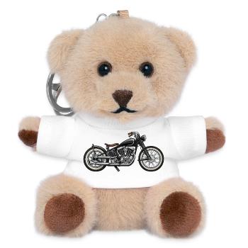 Design de moto Cruiser vintage - Porte-clés ourson - blanc - Devant