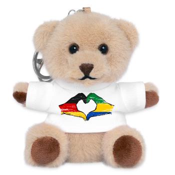 Germany Gabon flag hands heart shape used - Teddy Keyring - white - Front