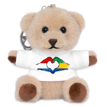 Holland Gabon flag hands heart shape used - Teddy Keyring - white - Front
