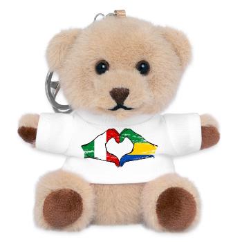 Italie Gabon Drapeau Mains Coeur Forme Utilisé - Porte-clés ourson - blanc - Devant