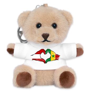Austria Senegal Flag Hands Heart Shape Used - Teddy Keyring - white - Front