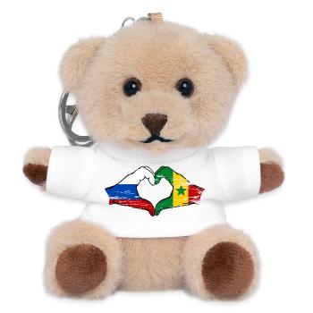Russie Sénégal Drapeau Mains Coeur Forme Utilisé - Porte-clés ourson - blanc - Devant