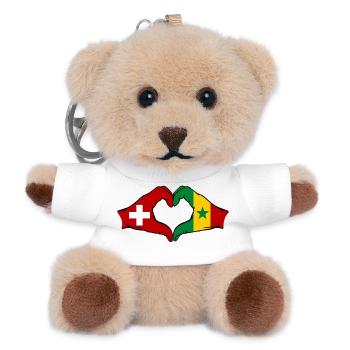 Switzerland Senegal Flag Hands Heart Shape - Teddy Keyring - white - Front