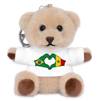 Brazil Senegal Flag Hands Heart Shape - Teddy Keyring - white - Front