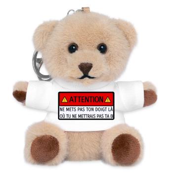 Stecken Sie Ihren Finger nicht dorthin... - Teddy Schlüsselanhänger - Weiß - Vorne