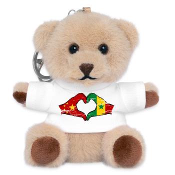 Chine Sénégal drapeau mains forme de coeur utilisé - Porte-clés ourson - blanc - Devant