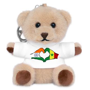 India Senegal Flag Hands Heart Shape - Teddy Keyring - white - Front