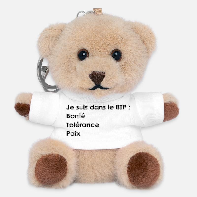 Je suis dans le BTP - Porte-clés ourson - blanc