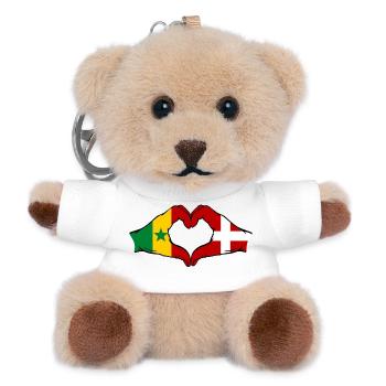 Senegal Dänemark Flagge Hände Herzform - Teddy Schlüsselanhänger - Weiß - Vorne