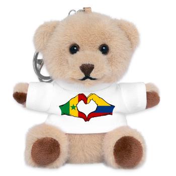 Sénégal Colombie Drapeau Mains Coeur - Porte-clés ourson - blanc - Devant