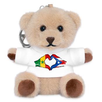 Sénégal Porto Rico drapeau mains forme de coeur utilisé - Porte-clés ourson - blanc - Devant